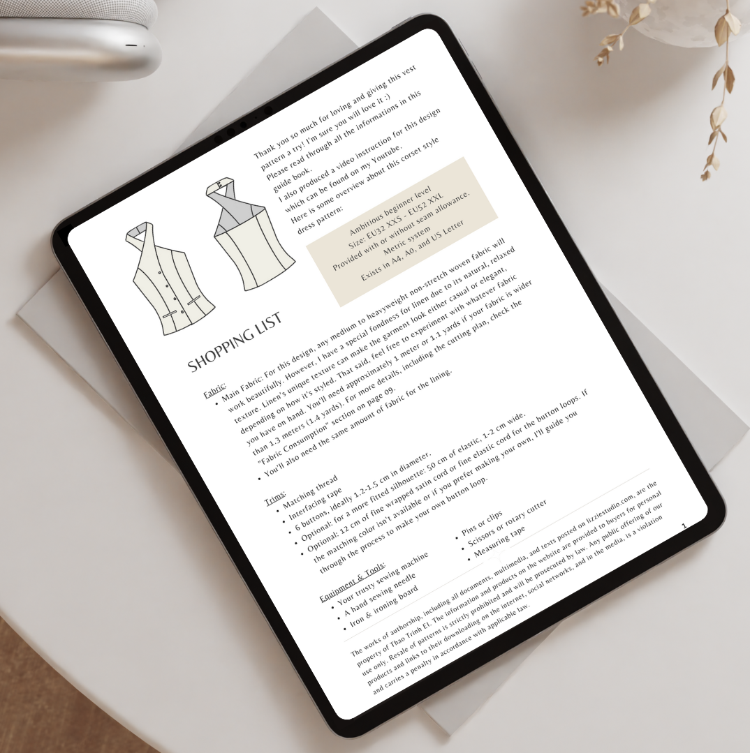 Astrid Vest shopping list page shown on a tablet