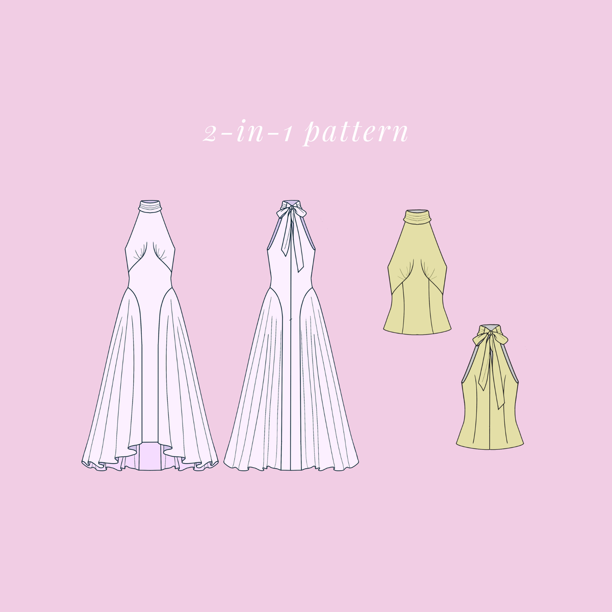 Valentine 2-in-1 pattern: halter midi dress and halter top